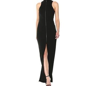 Vera Wang Black High-Neck Maxi Dress exposed zipper size 2 NWT